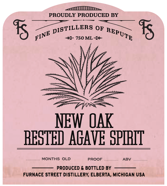 new oak rested agave spirit label